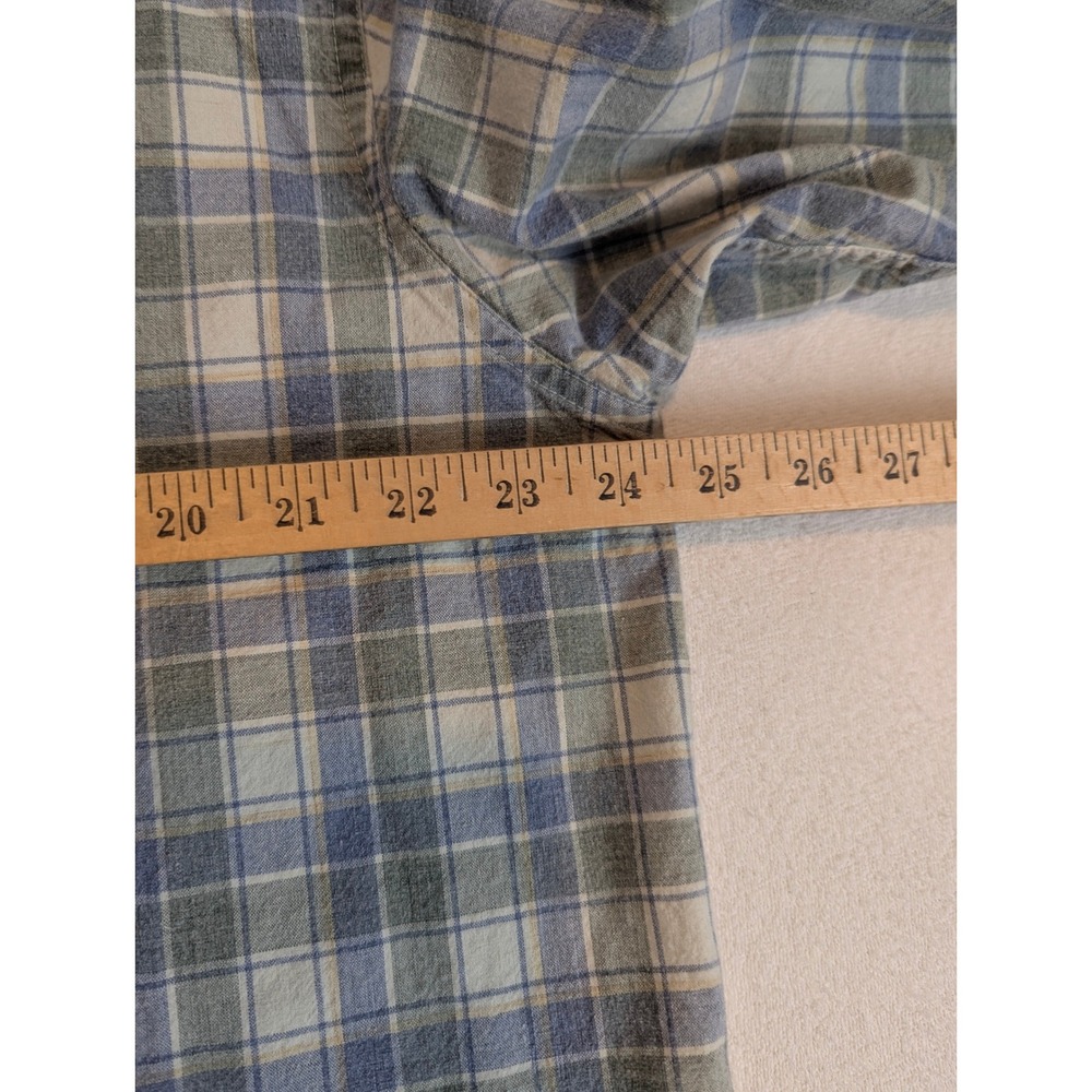 LL Bean Mens XL Brushed Scotch Traditional Plaid Button Down Shirt Blue Green - Picture 10 of 12